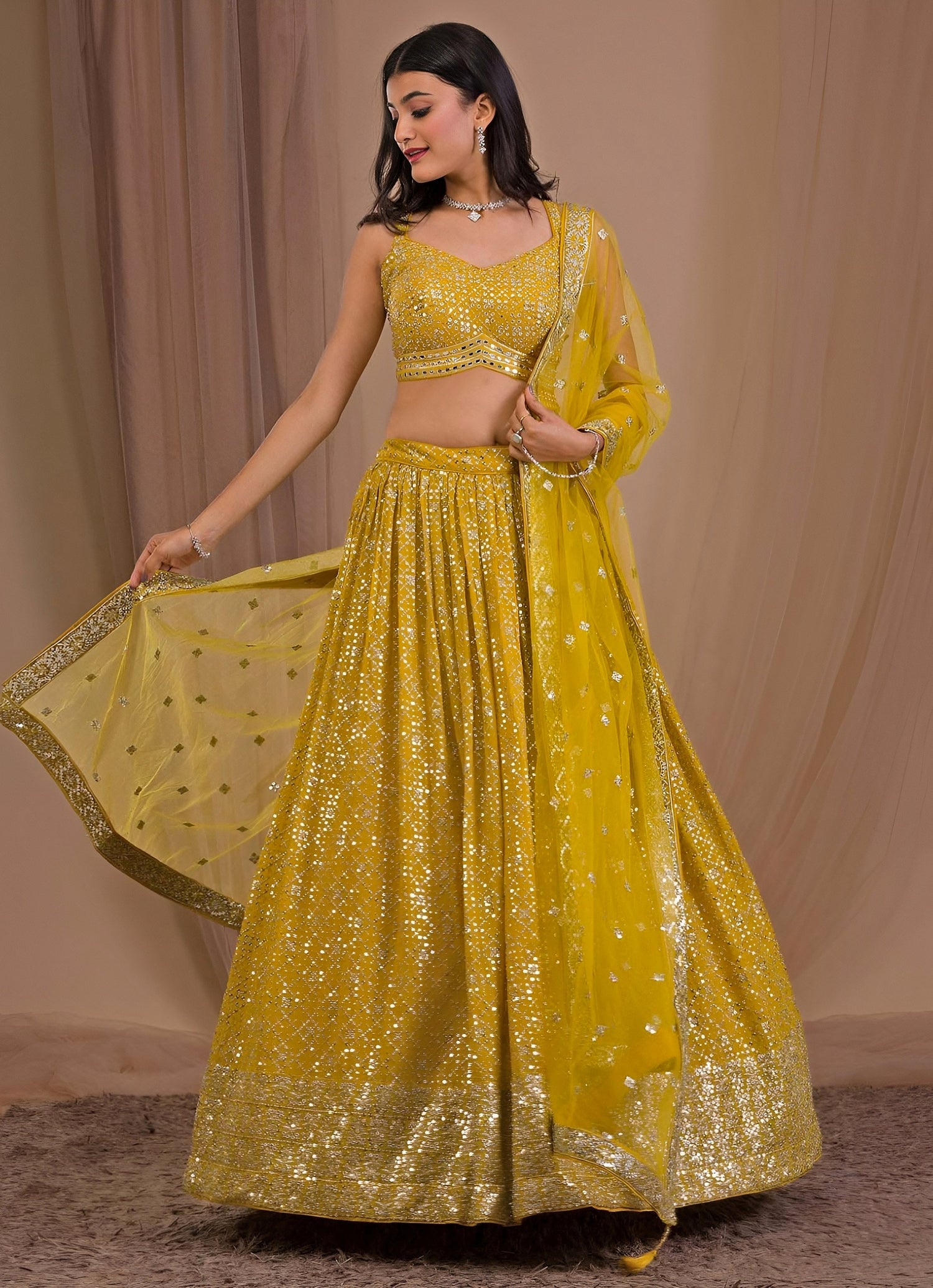 Yellow Georgette Lehenga Set