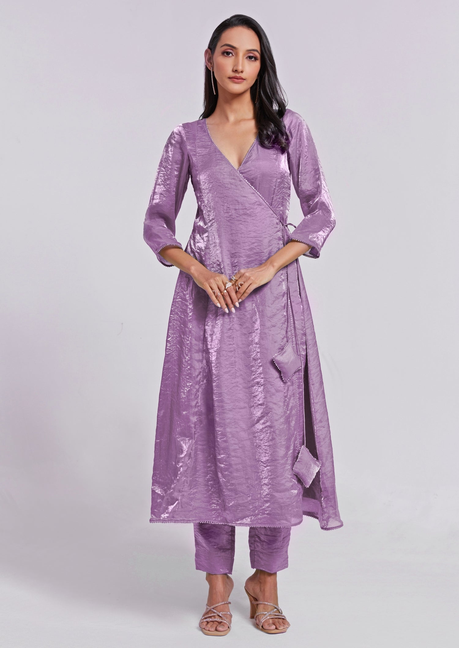 Lilac Organza Kurta Pants Set