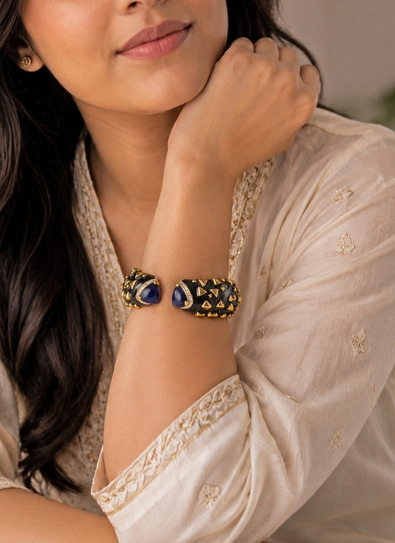 Royal Blue Antique Finish Bangle Set