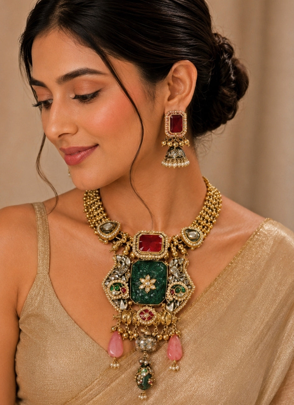 Royal Multicolor Statement Necklace Set