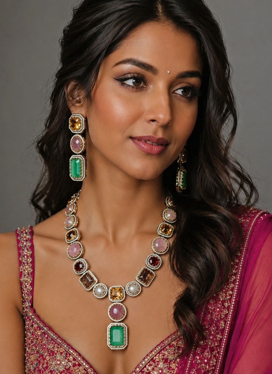 Multicolor Statement Necklace Set