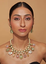 Vivinia by Vidhi Mehra Gold Plated Pearl And Pastel Gemstone Necklace SetFabilicious Fashion