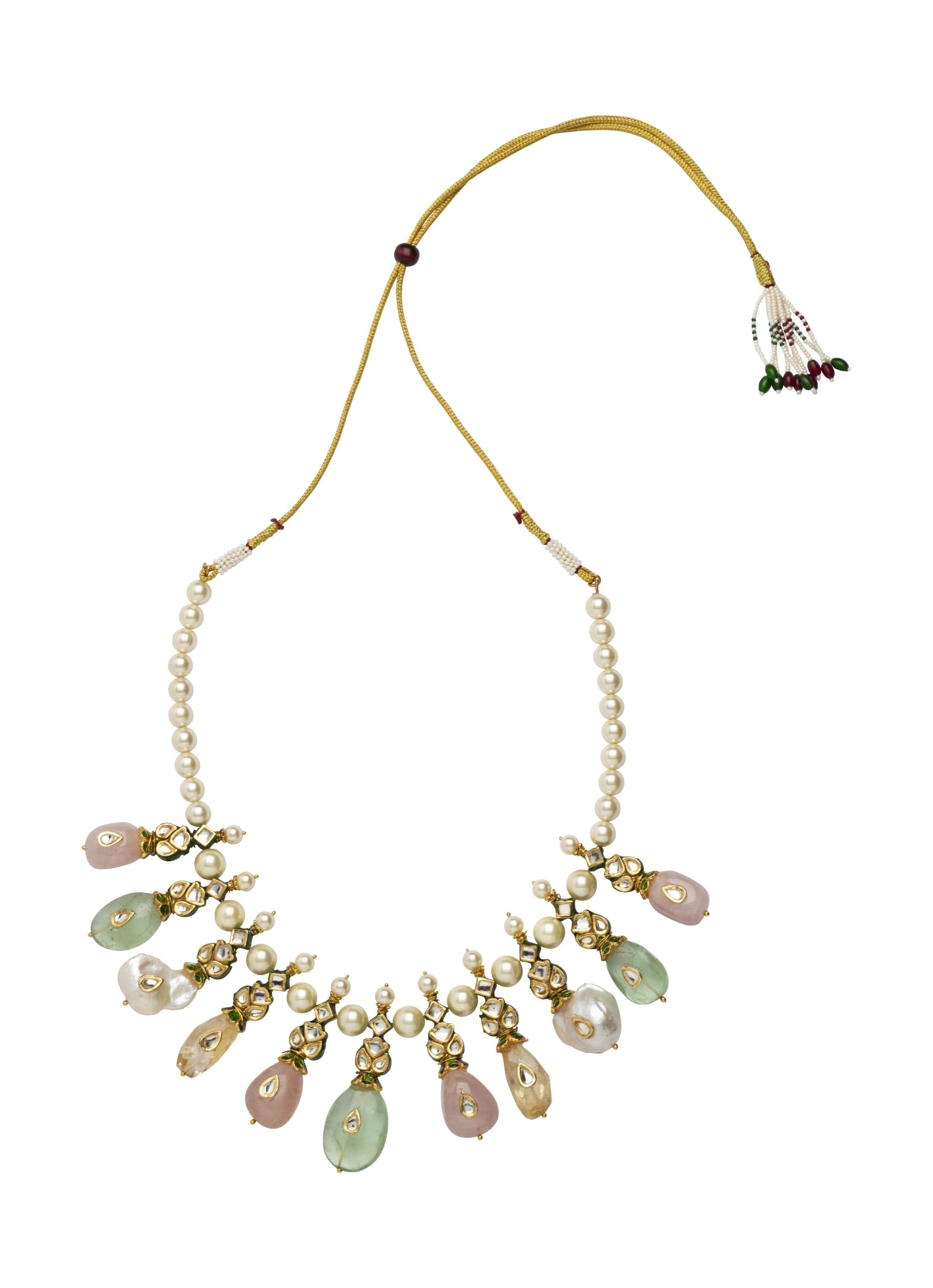 Vivinia by Vidhi Mehra Gold Plated Pearl And Pastel Gemstone Necklace SetFabilicious Fashion