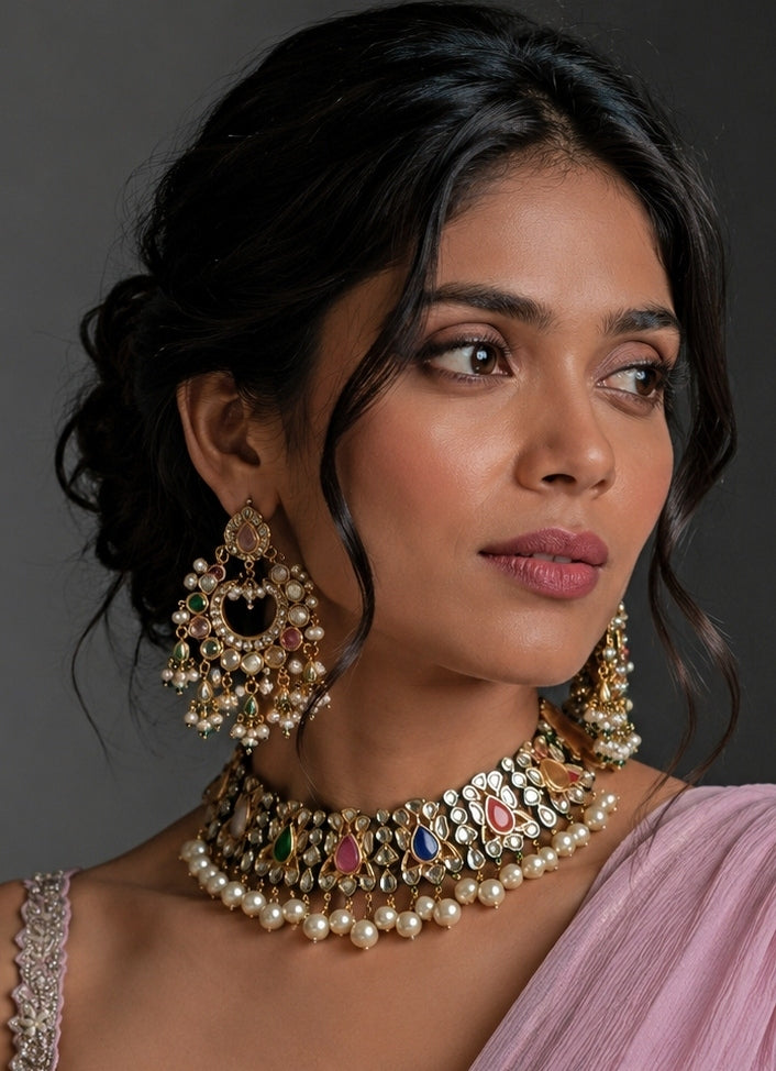 Navratna Multicolor Kundan Choker Set