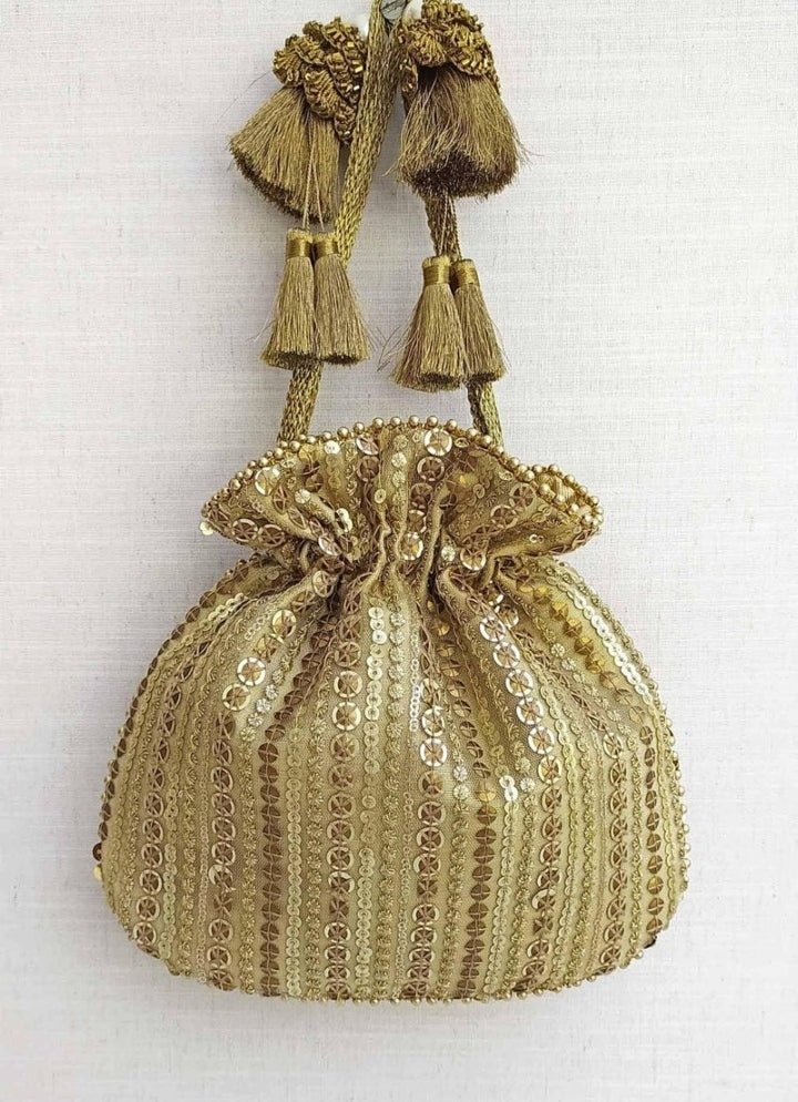 Antique Gold Embroidered Potli