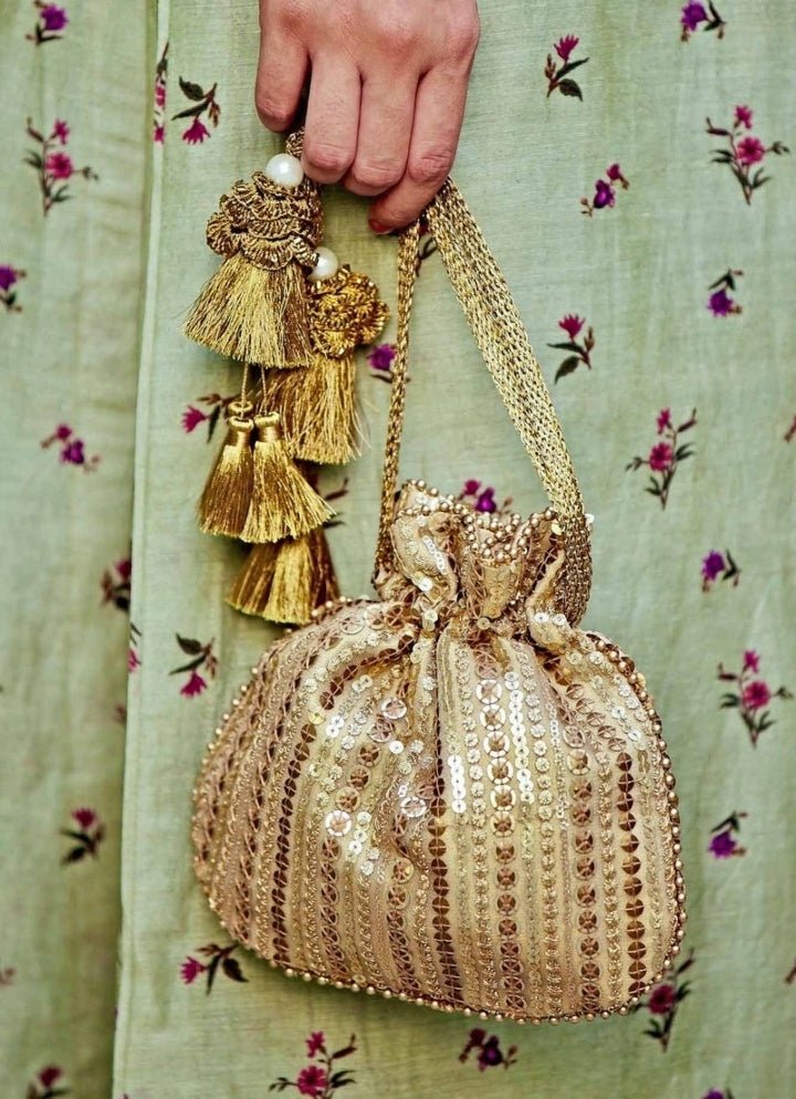 Antique Gold Embroidered Potli