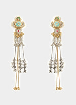 Vivinia by Vidhi Mehra Antique Long Statement Green Dangler EarringsFabilicious Fashion