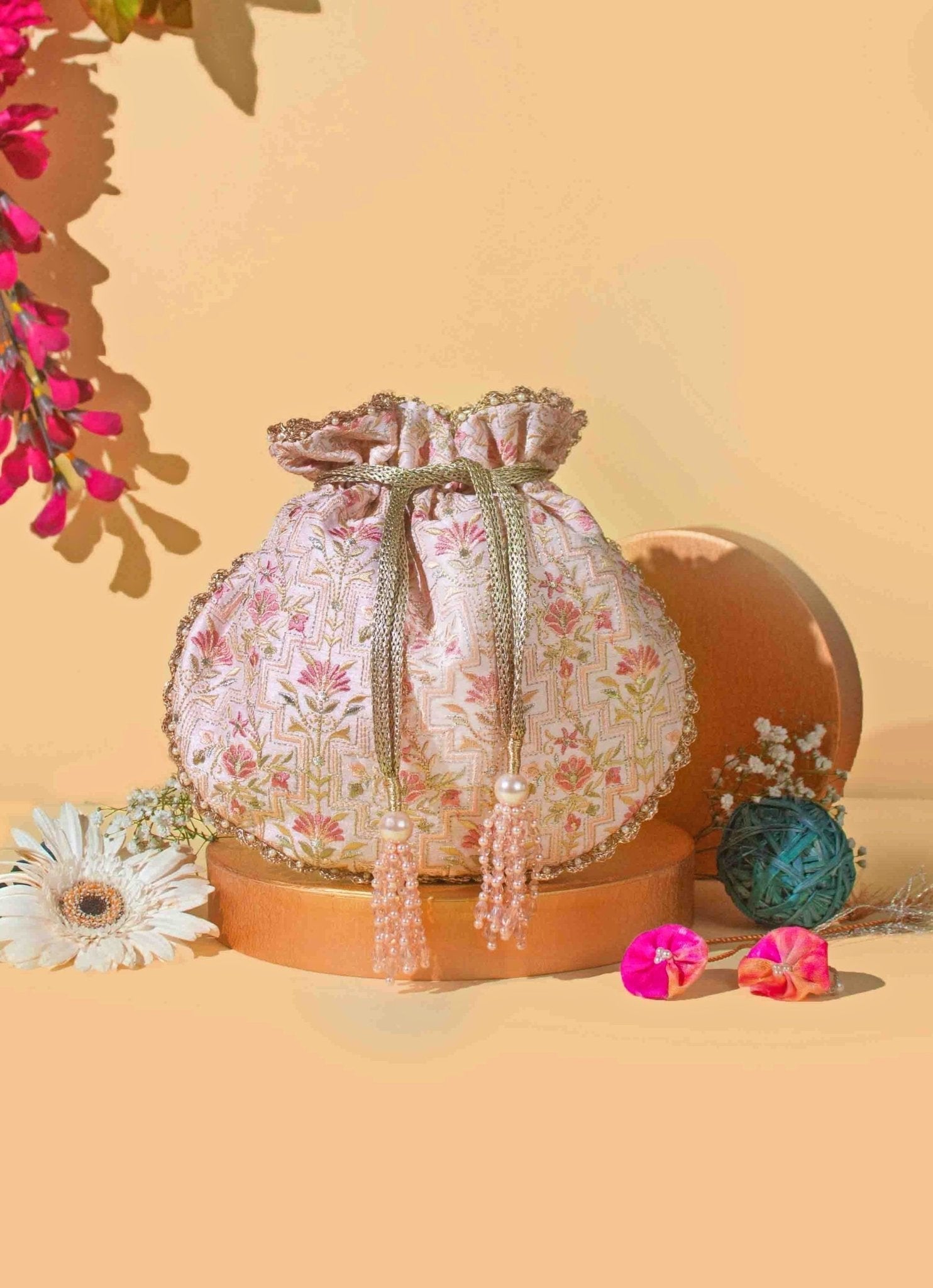 Baby Pink Embroidered Potli