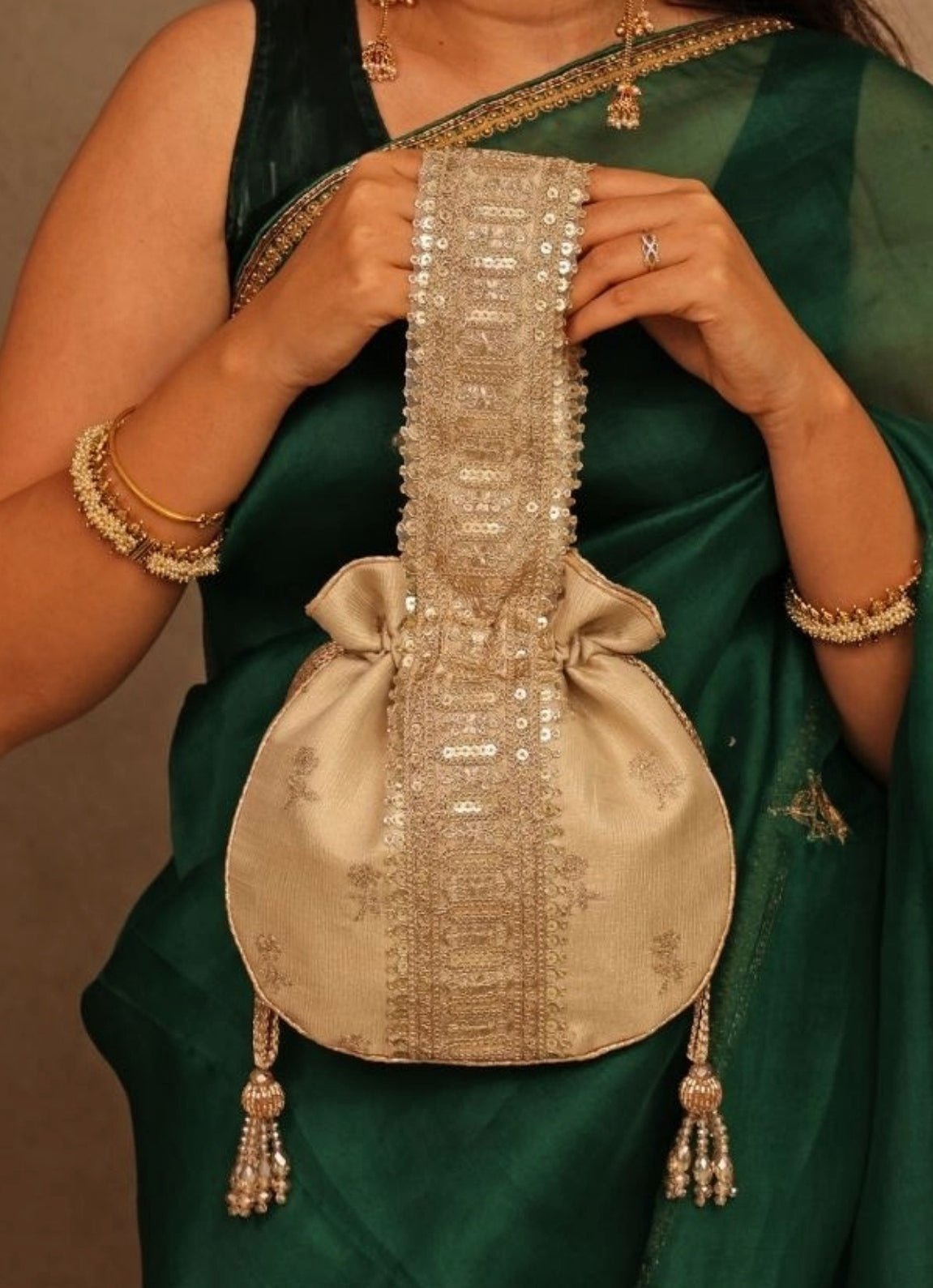 Amyra Beige Embroidered PotliShop Jashn