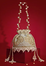 Amyra Beige Silk Pearl PotliShop Jashn