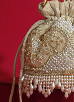 Amyra Beige Silk Pearl PotliShop Jashn