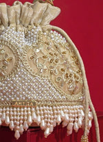 Amyra Beige Silk Pearl PotliShop Jashn