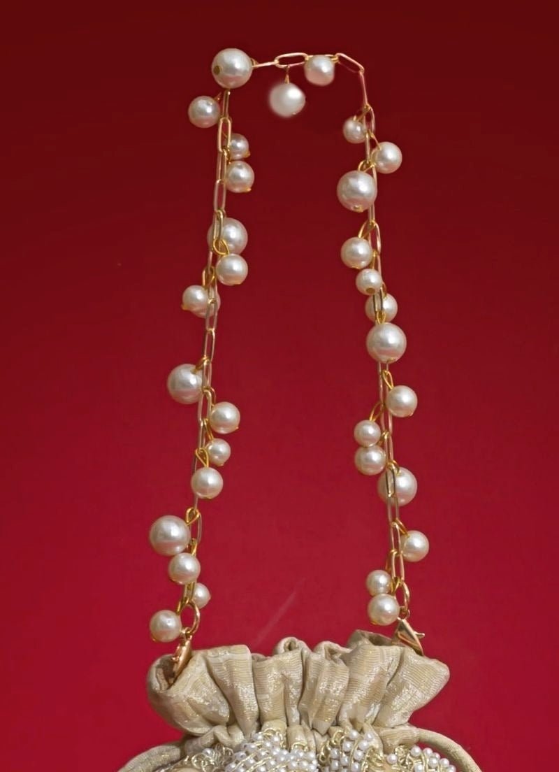 Amyra Beige Silk Pearl PotliShop Jashn
