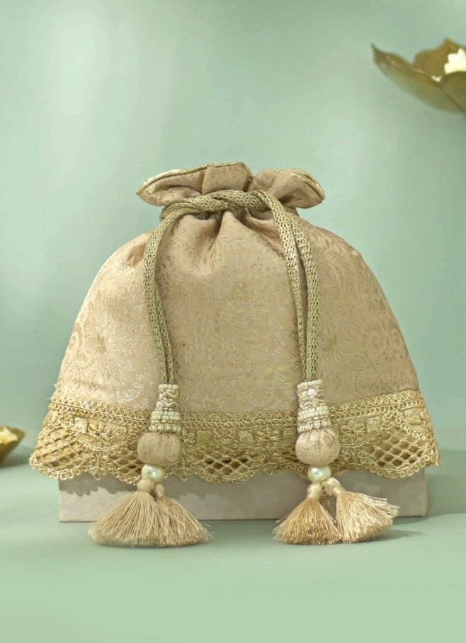 Beige Silk Potli