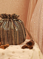Amyra Black And Gold Soft Net PotliShop Jashn