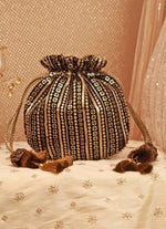 Amyra Black And Gold Soft Net PotliShop Jashn