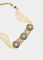 Vivinia by Vidhi Mehra Black And White Stone Pearl Choker Necklace SetFabilicious Fashion