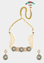 Vivinia by Vidhi Mehra Black And White Stone Pearl Choker Necklace SetFabilicious Fashion