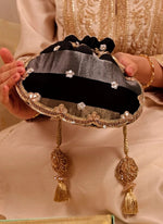 Amyra Black Embroidered Tissue Scallop PotliShop Jashn