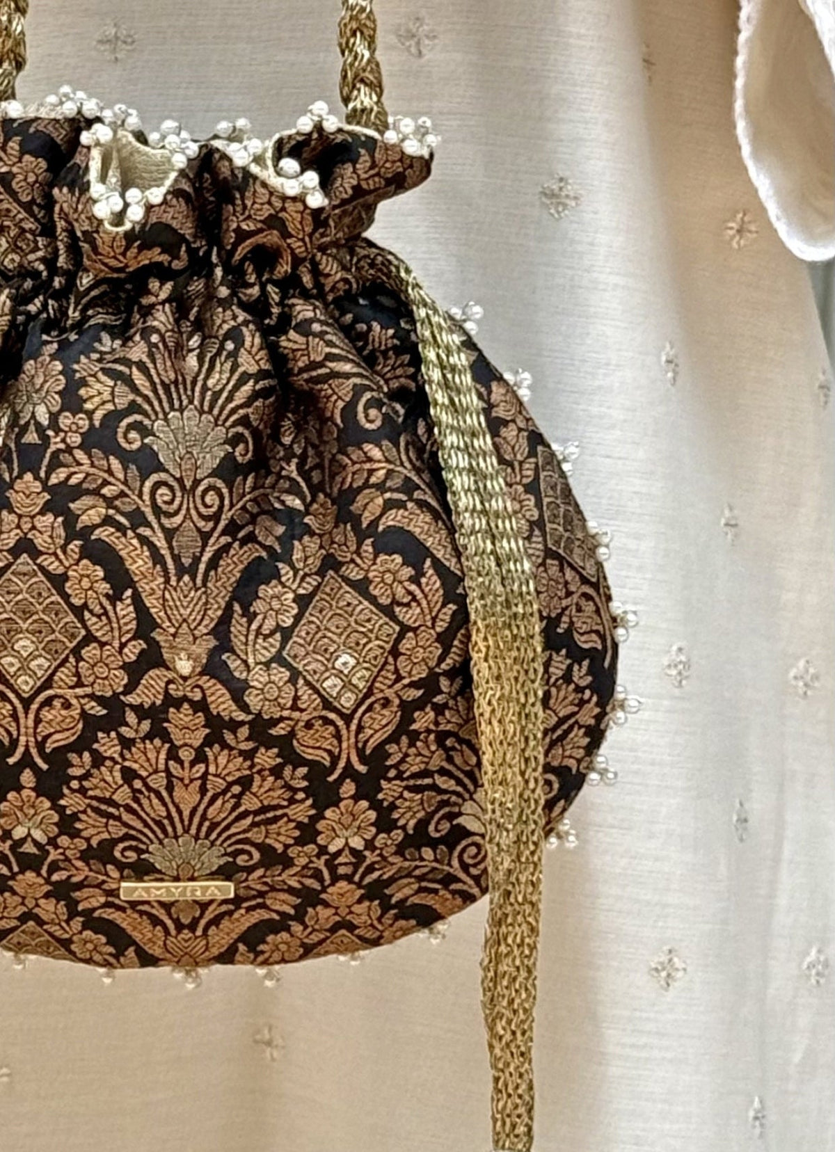 Amyra Black Pure Silk PotliShop Jashn
