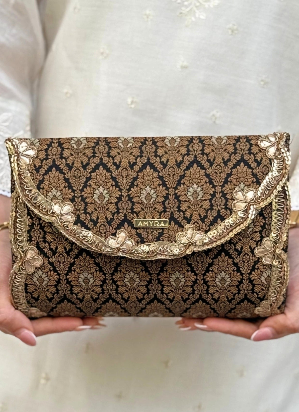 Amyra Black Raw Silk ClutchShop Jashn