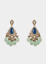 Vivinia by Vidhi Mehra Blue And Green Beaded Kundan Necklace SetFabilicious Fashion
