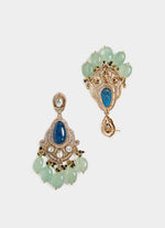 Vivinia by Vidhi Mehra Blue And Green Beaded Kundan Necklace SetFabilicious Fashion