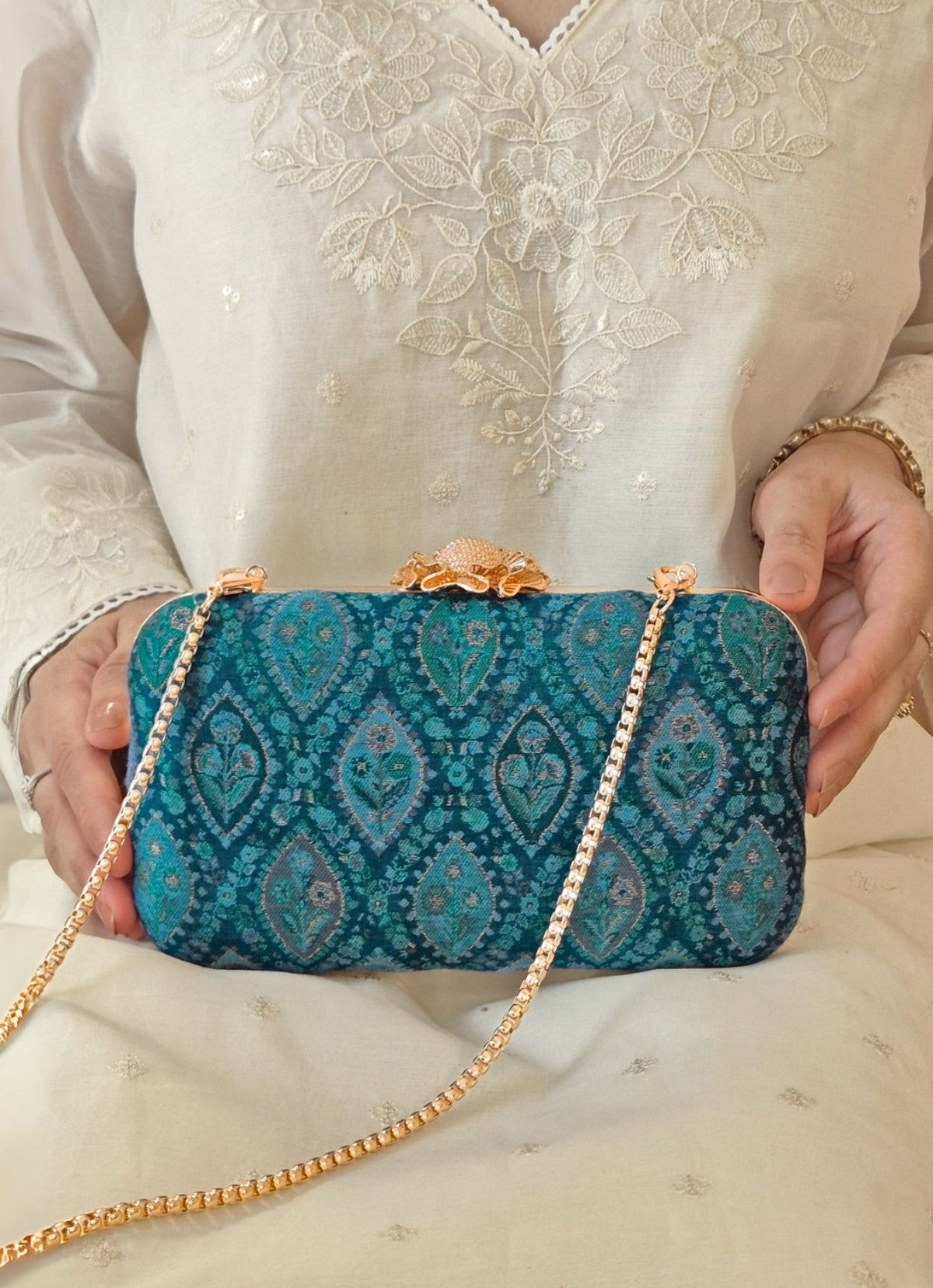 Amyra Blue Pashmina Cashmere ClutchShop Jashn