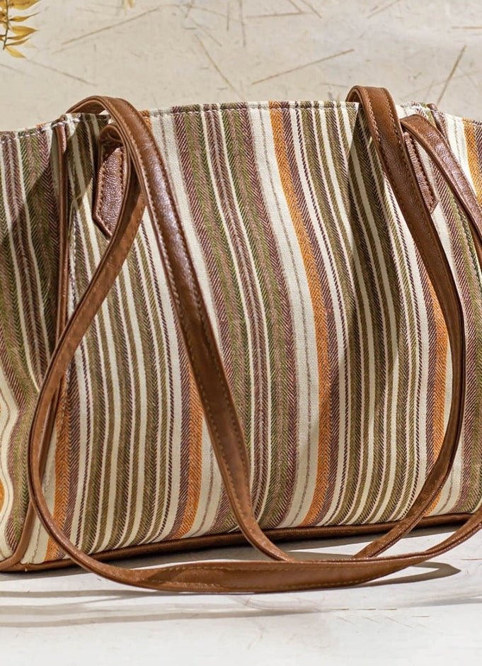 Brown Woven Tote Bag