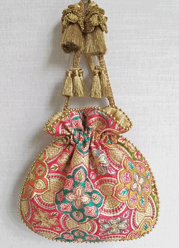 Cream Embroidered Potli