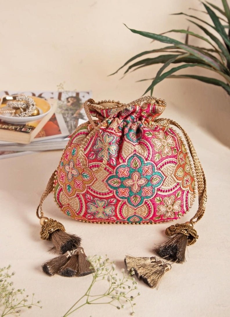 Cream Embroidered Potli