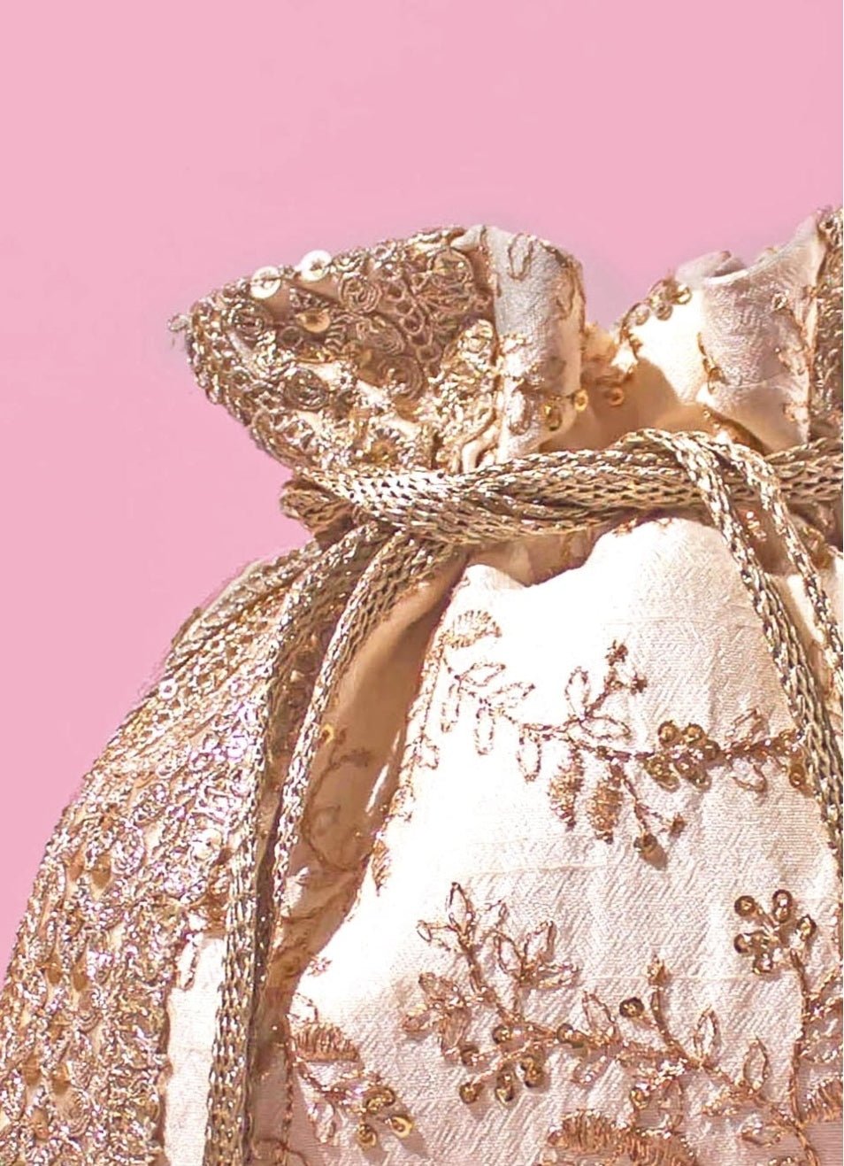 Cream Embroidered Potli