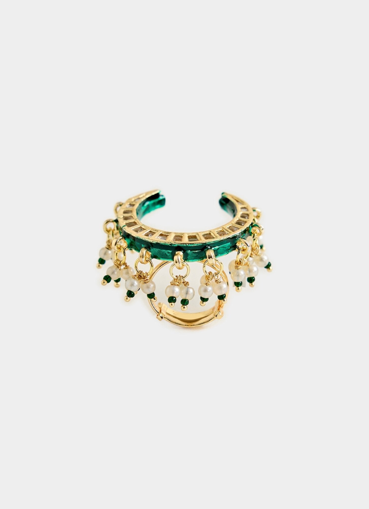 Vivinia by Vidhi Mehra Crescent Kundan Statement RingFabilicious Fashion