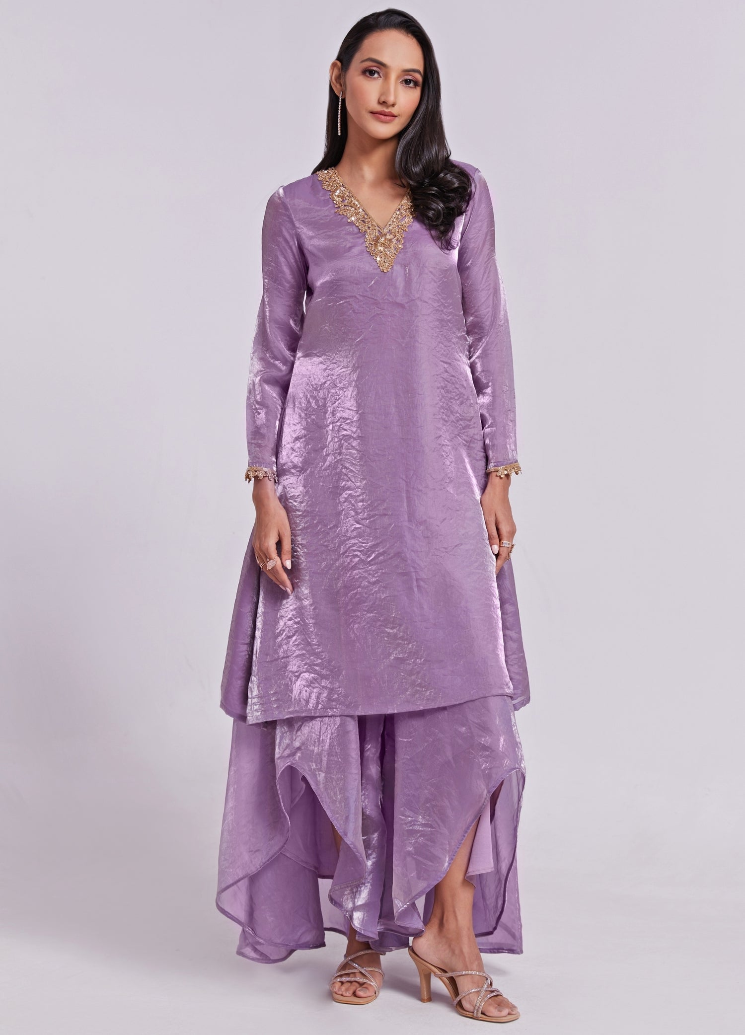 Lilac Organza Kurta Palazzo Set