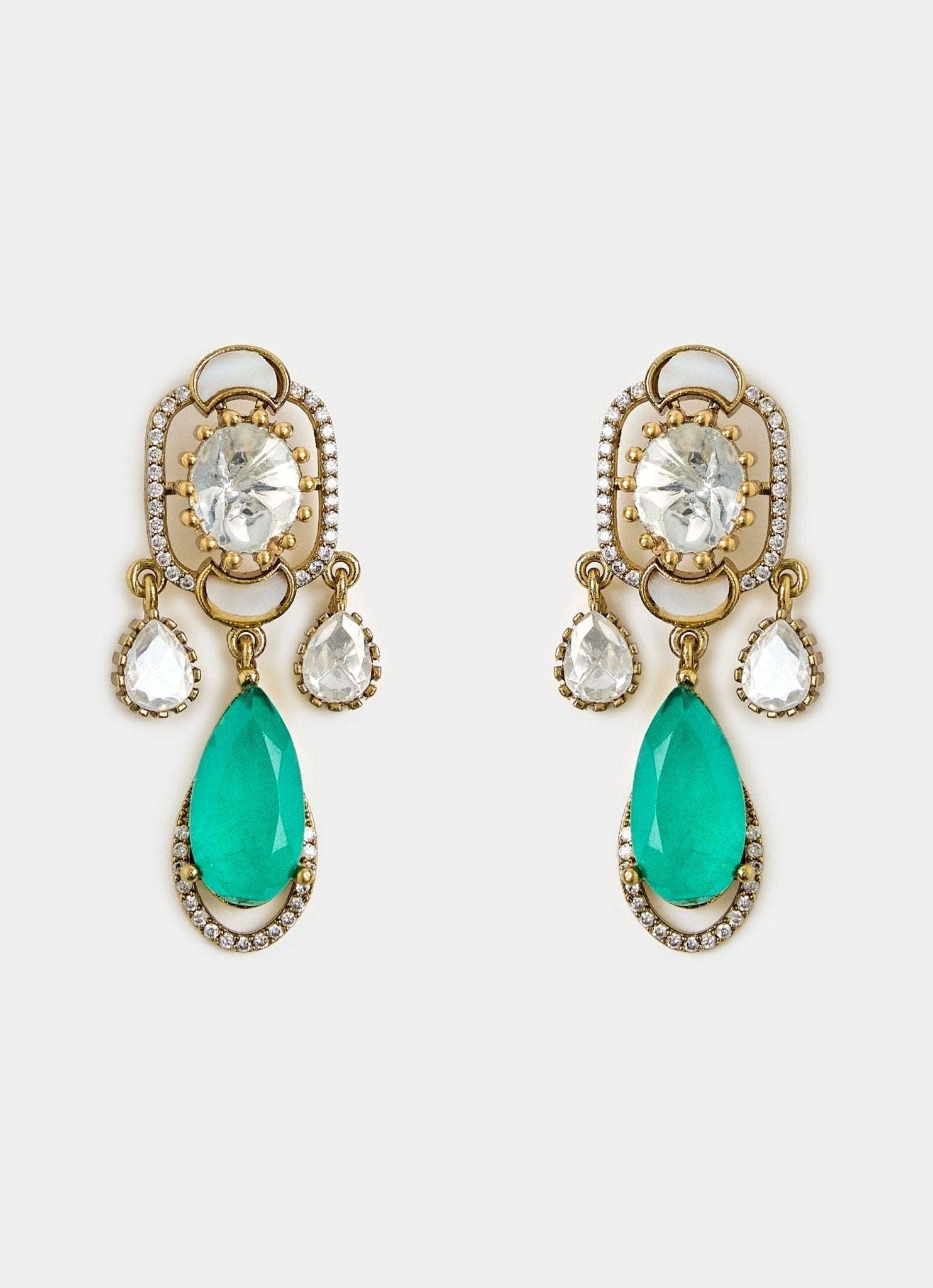 Vivinia by Vidhi Mehra Elegant Green Drop Kundan Necklace SetFabilicious Fashion