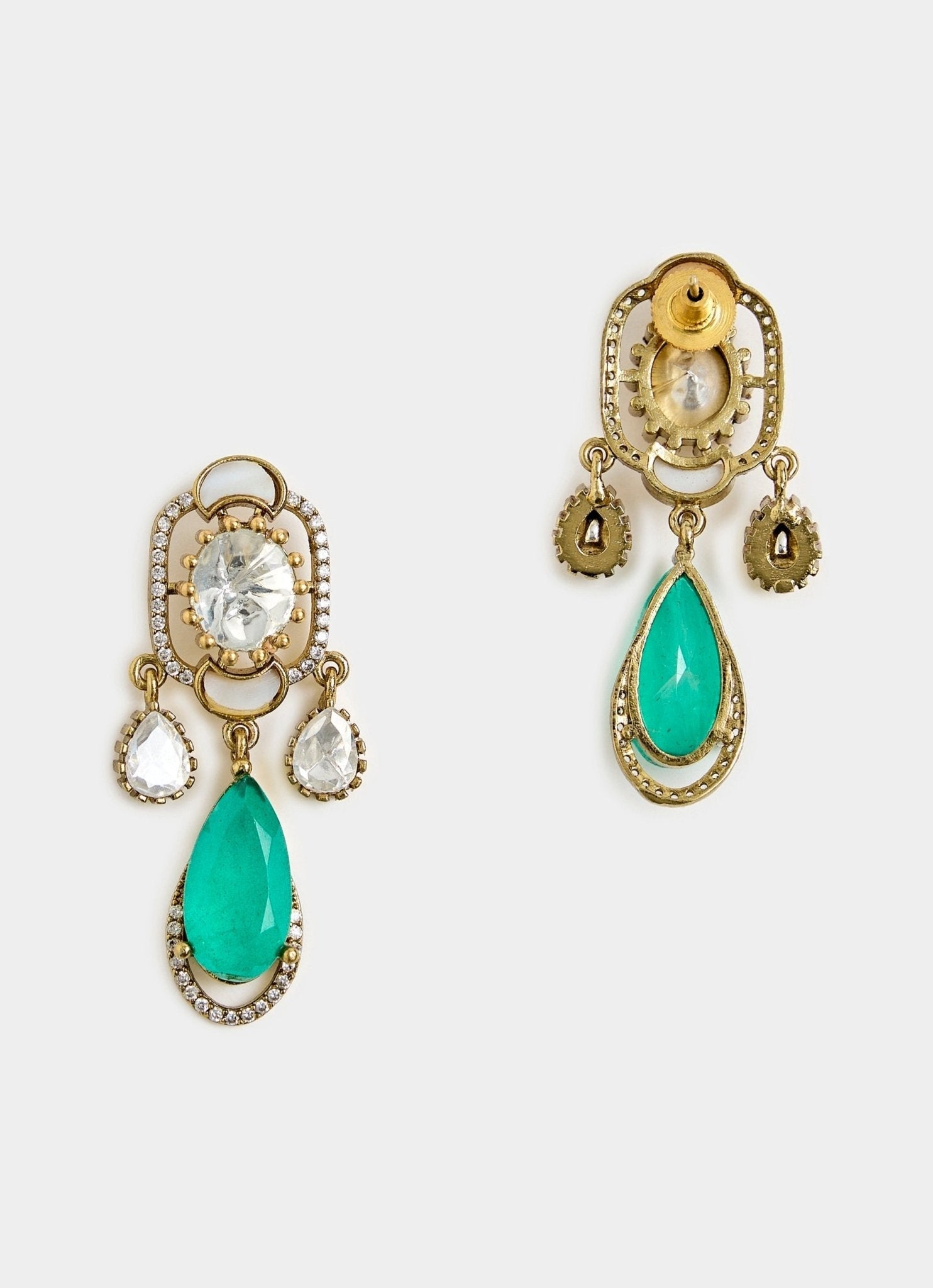 Vivinia by Vidhi Mehra Elegant Green Drop Kundan Necklace SetFabilicious Fashion