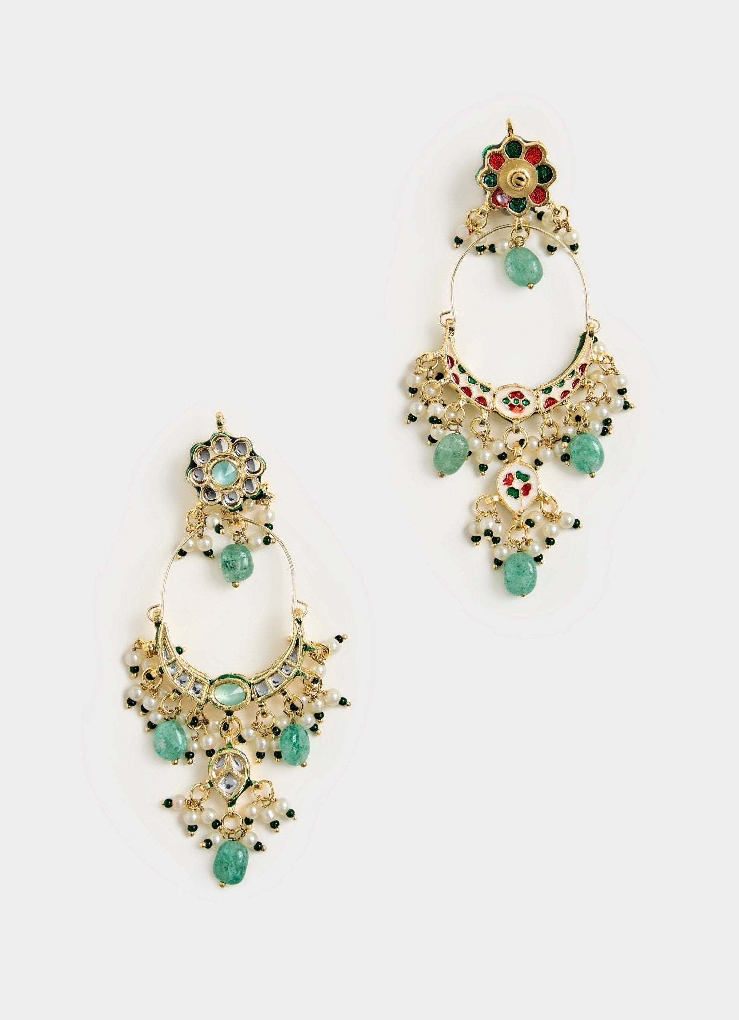 Vivinia by Vidhi Mehra Emerald Green And Kundan Chandbali EarringsFabilicious Fashion