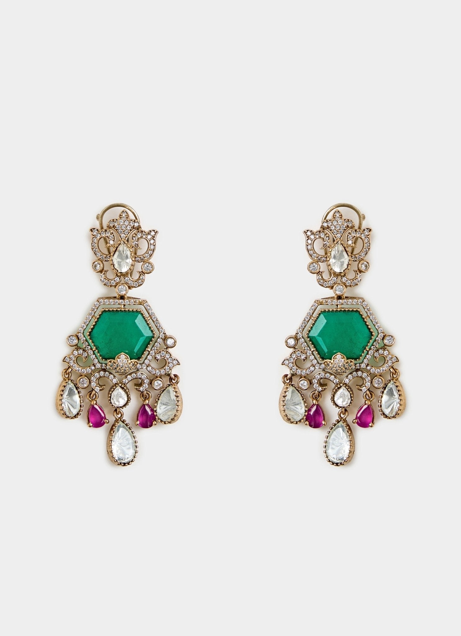 Vivinia by Vidhi Mehra Emerald Green And Pink Kundan Choker Necklace SetFabilicious Fashion