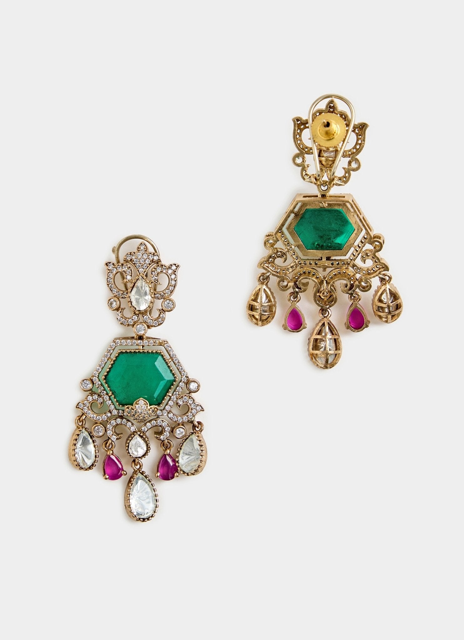 Vivinia by Vidhi Mehra Emerald Green And Pink Kundan Choker Necklace SetFabilicious Fashion