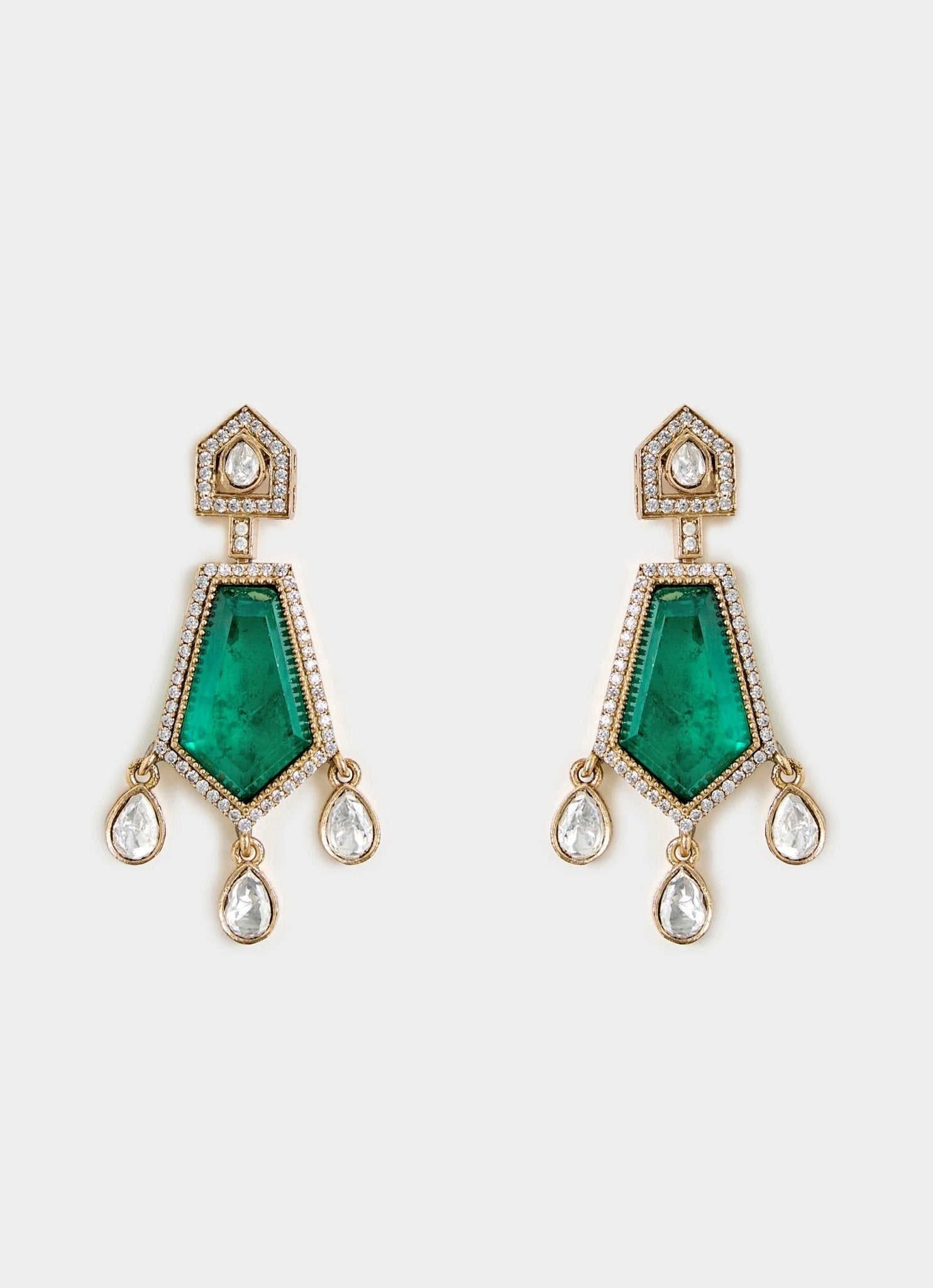 Vivinia by Vidhi Mehra Emerald Green Drop Kundan Necklace SetFabilicious Fashion
