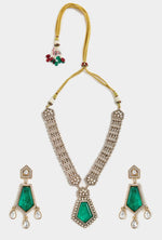 Vivinia by Vidhi Mehra Emerald Green Drop Kundan Necklace SetFabilicious Fashion