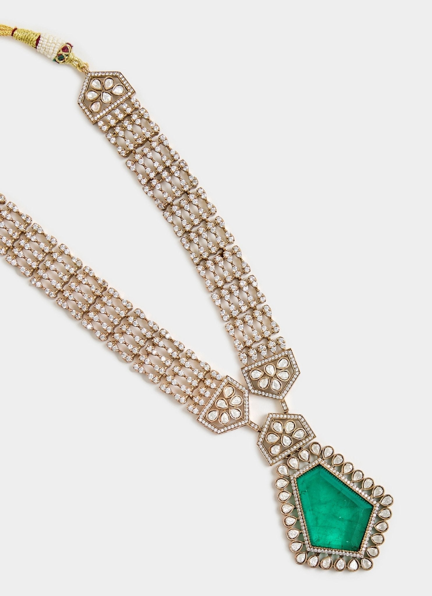 Vivinia by Vidhi Mehra Emerald Green Drop Kundan Necklace SetFabilicious Fashion