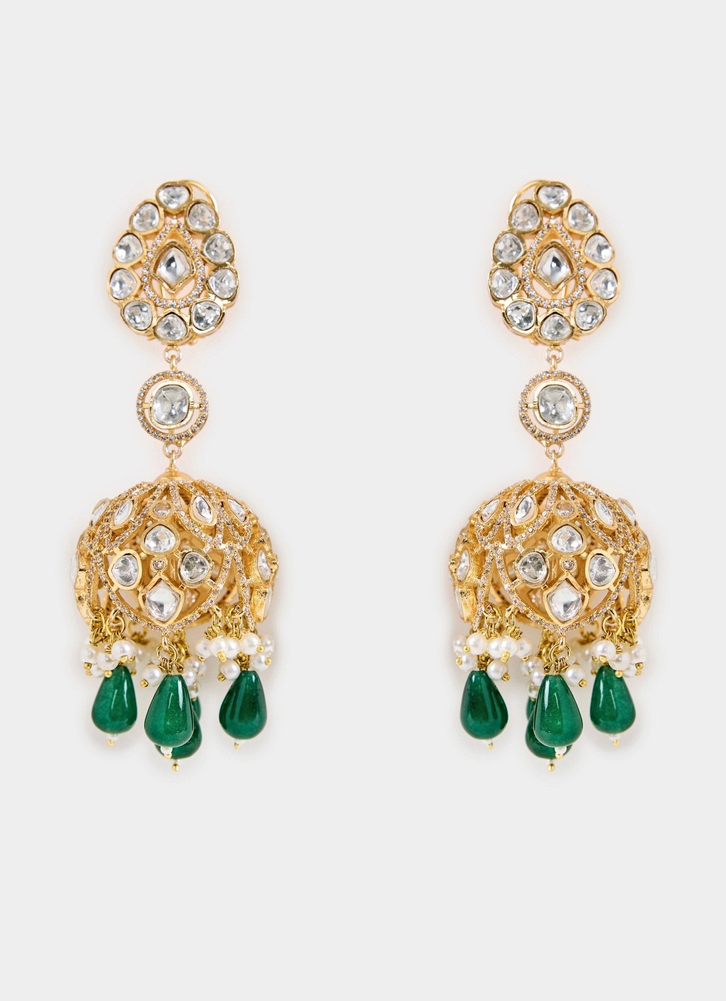 Vivinia by Vidhi Mehra Emerald Green Drop Statement EarringsFabilicious Fashion