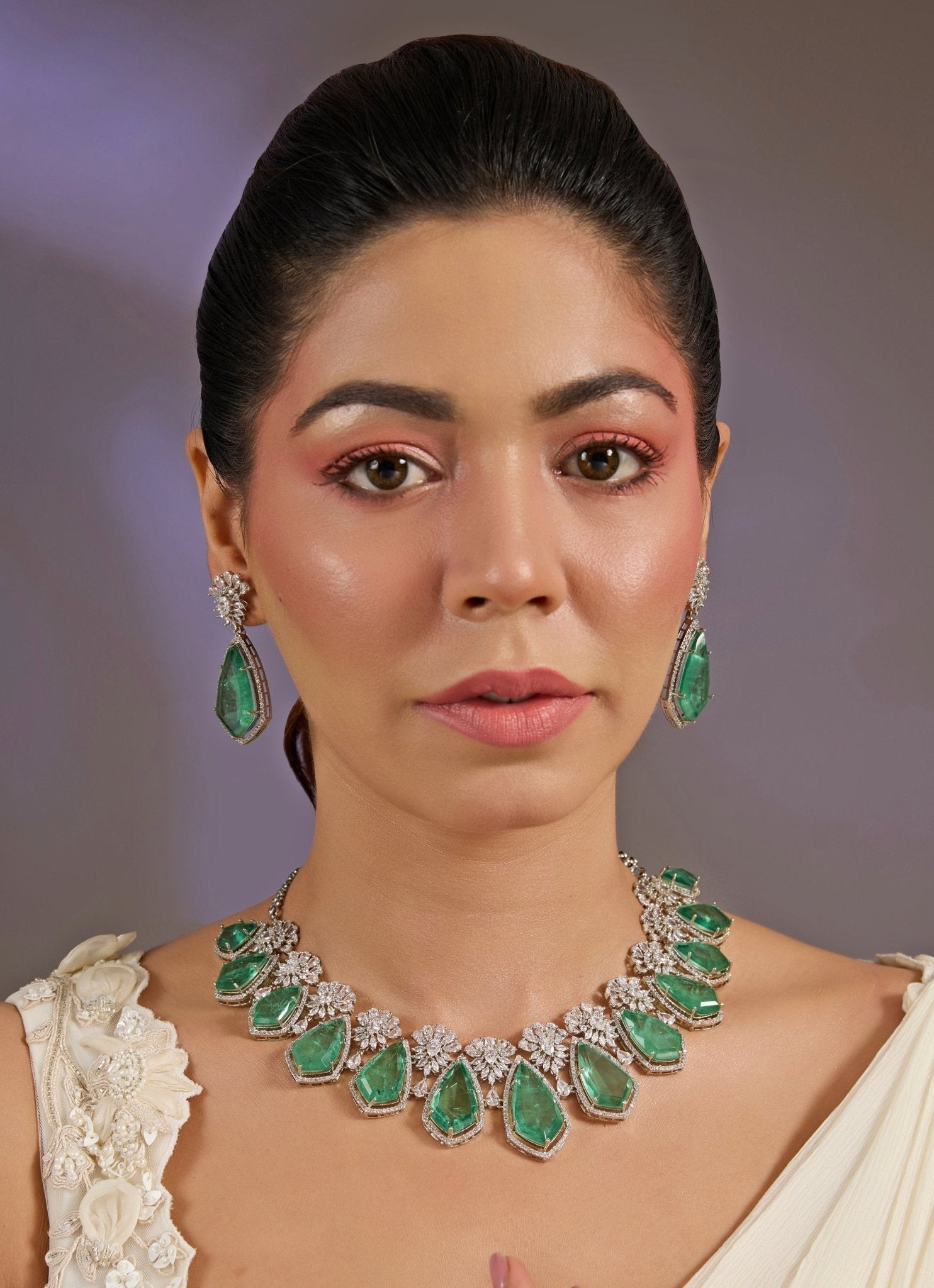 Vivinia by Vidhi Mehra Emerald Green Elegance Necklace SetFabilicious Fashion