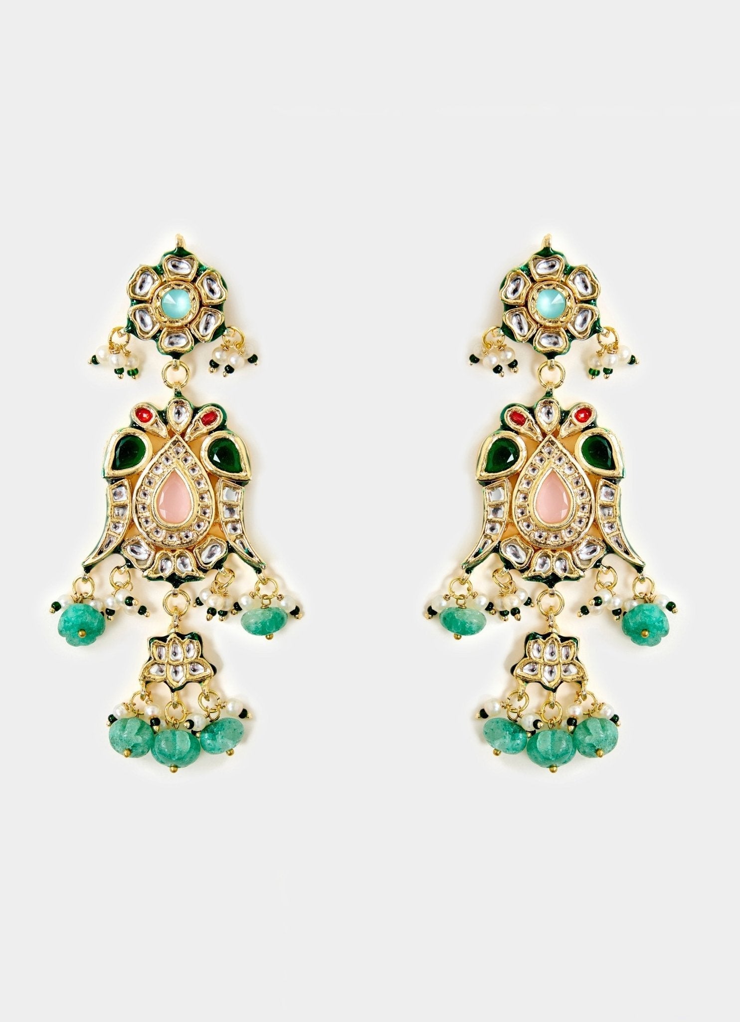 Vivinia by Vidhi Mehra Emerald Green Green Drop Statement EarringsFabilicious Fashion