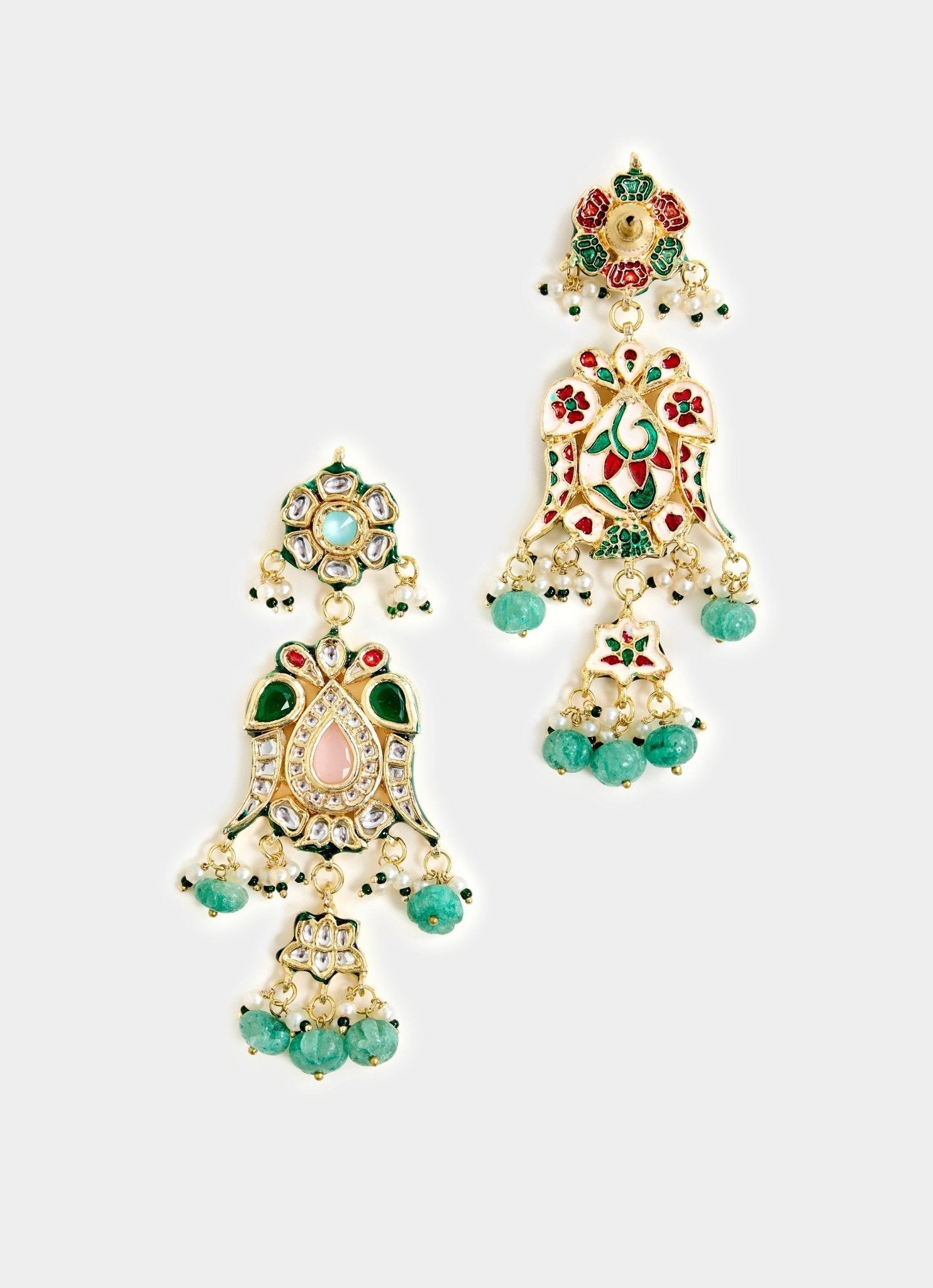 Vivinia by Vidhi Mehra Emerald Green Green Drop Statement EarringsFabilicious Fashion