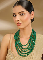 Vivinia by Vidhi Mehra Emerald Green Layered Statement NecklaceFabilicious Fashion
