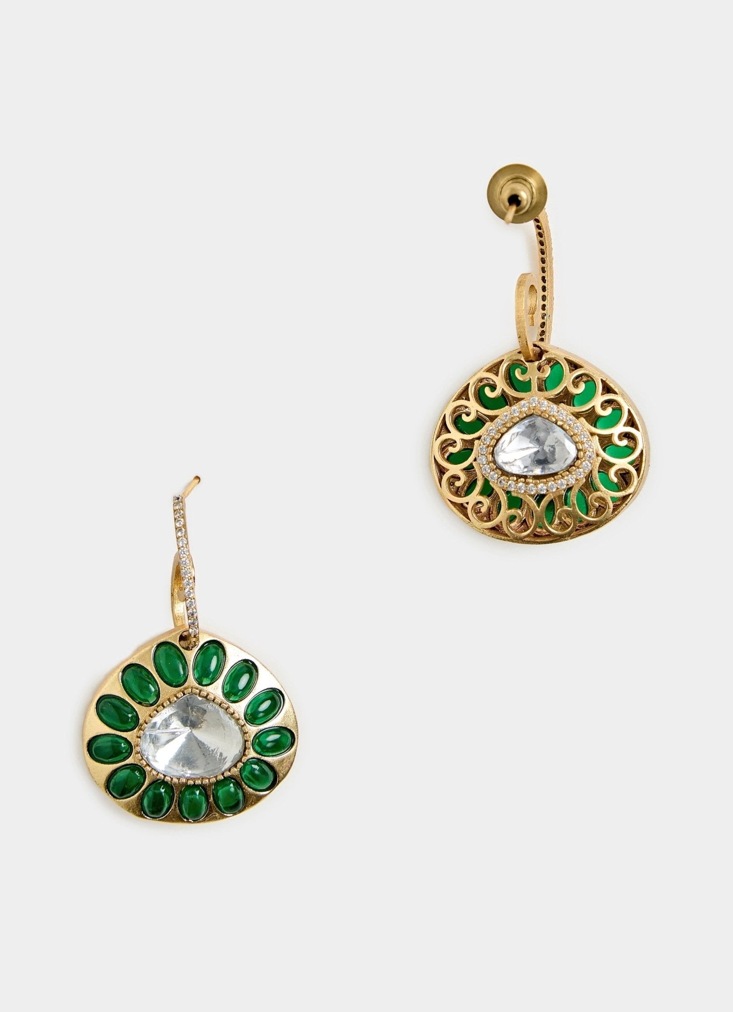 Vivinia by Vidhi Mehra Emerald Green Round Drop EarringsFabilicious Fashion