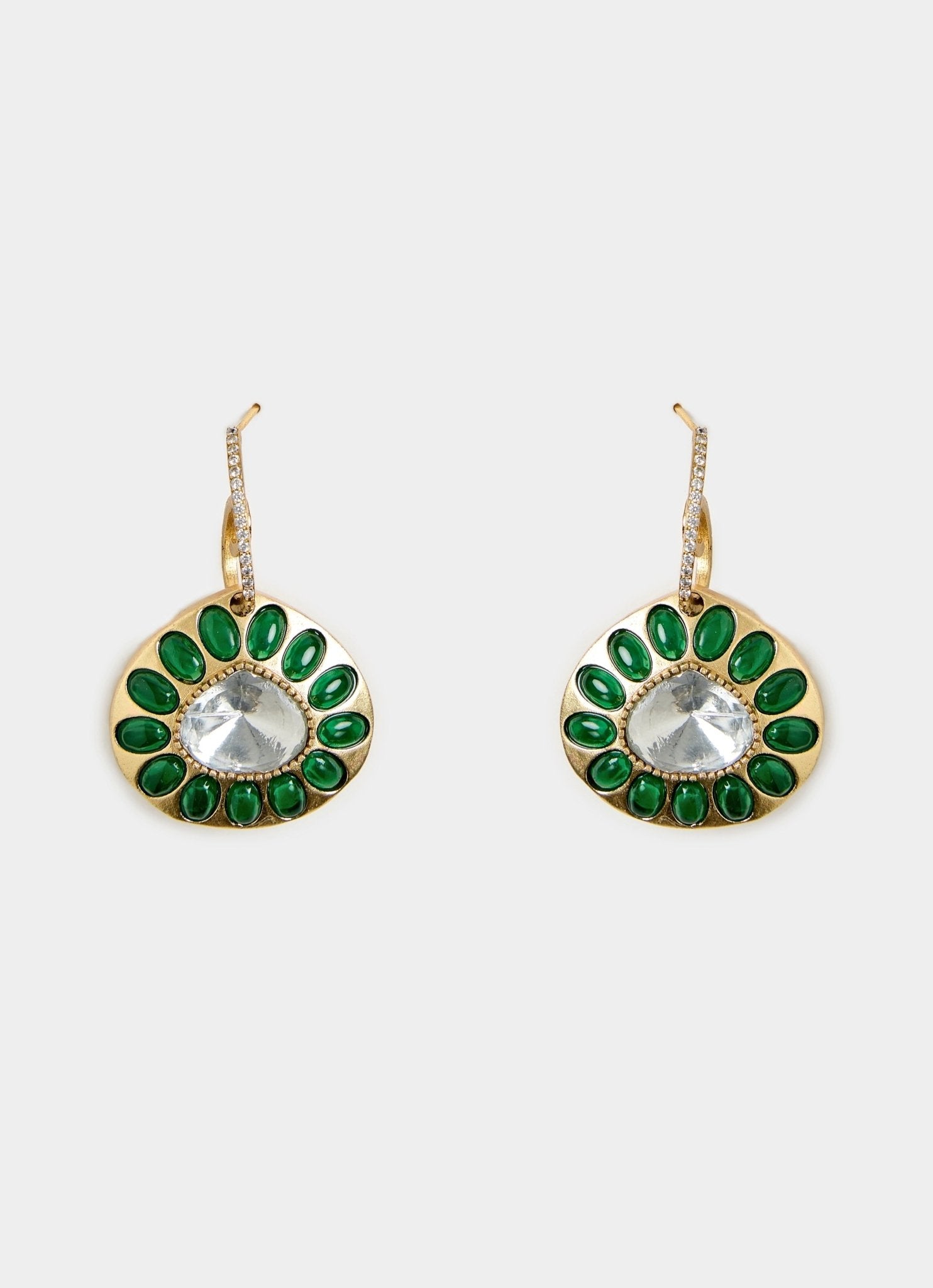 Vivinia by Vidhi Mehra Emerald Green Round Drop EarringsFabilicious Fashion