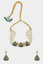 Vivinia by Vidhi Mehra Emerald Green Stone Choker Set With EarringsFabilicious Fashion